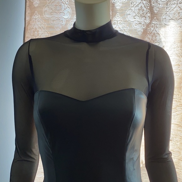Combo sheer/leather mini dress - Picture 7 of 7